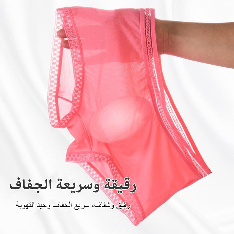 hou445-Men's Summer Translucent Ice Silk Boxer Briefs