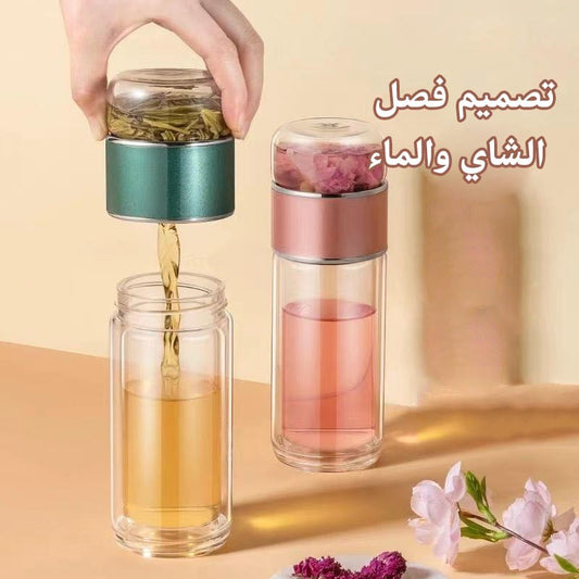 ae651-High-grade double-layer tea and water separation glass