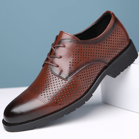 Men's breathable hollow formal business casual leather shoes