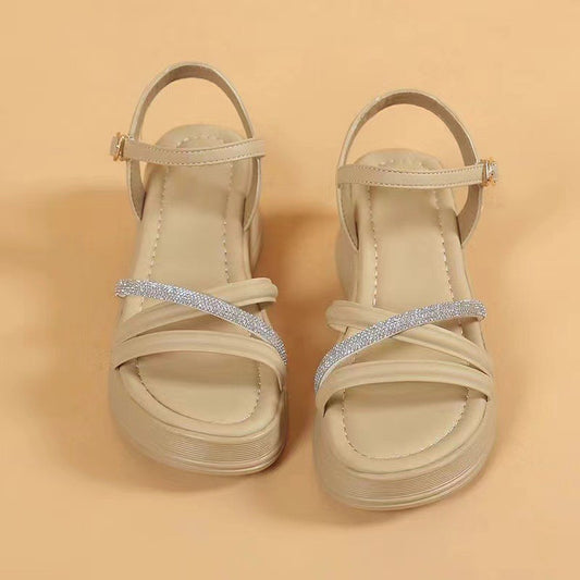 zp434-New summer ultra-light thick-soled crystal sandals