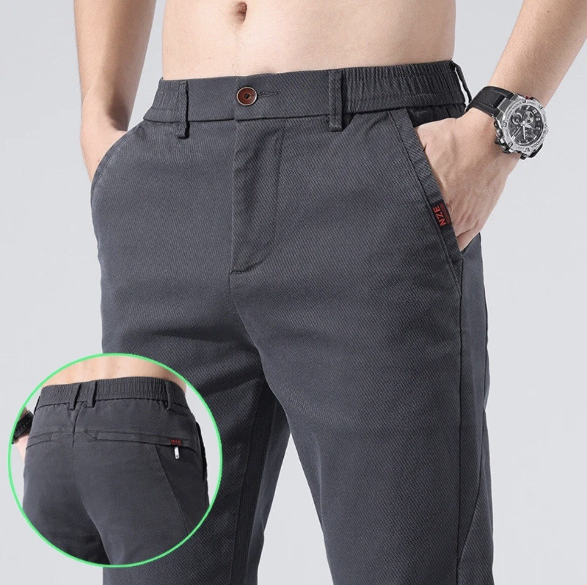 cf46-Men's Casual Straight Slim Fit Pants