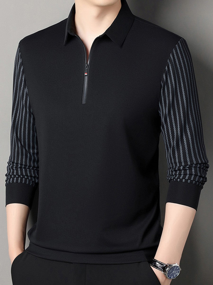 Men Spring Business Casual Striped Long Sleeve T-shirt(you227)