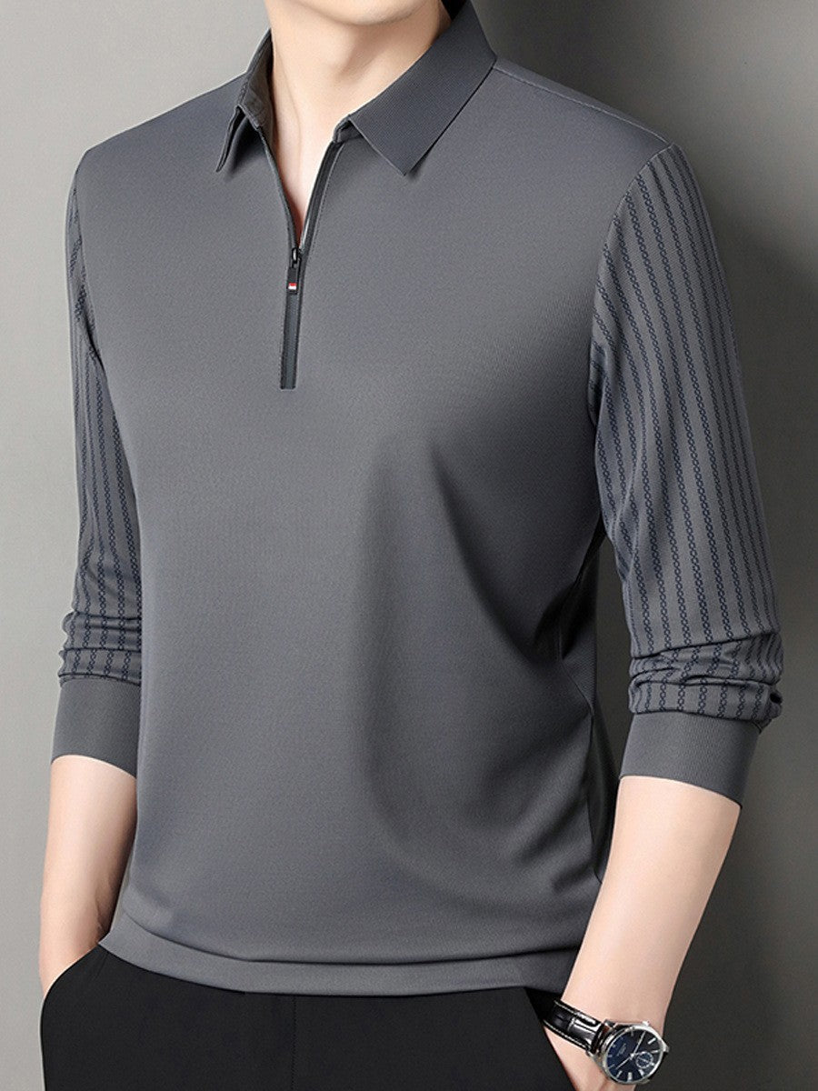 Men Spring Business Casual Striped Long Sleeve T-shirt(you227)