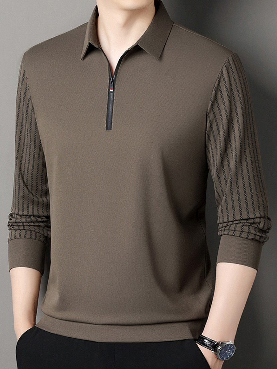 Men Spring Business Casual Striped Long Sleeve T-shirt(you227)