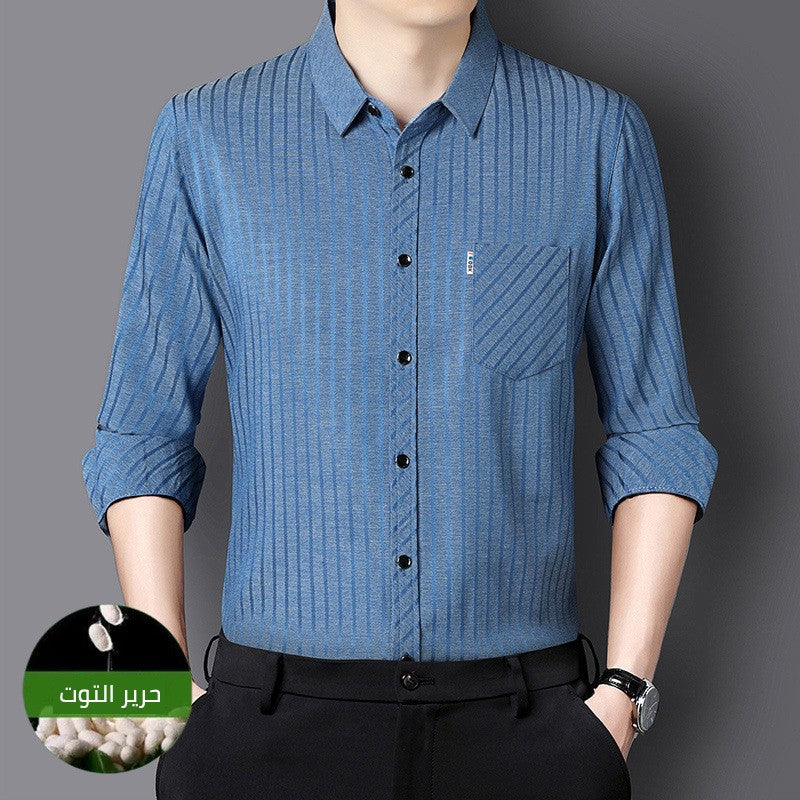 2025 Men's Silk Long Sleeve Shirt(mx229)