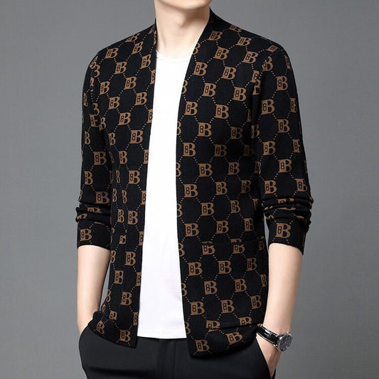 zq235-Men's long sleeve cardigan jacket