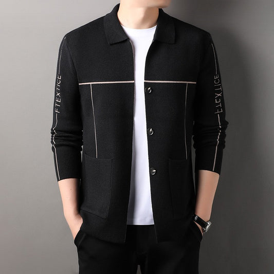 Fashionable and versatile men's knitted cardigan long-sleeved jacket（cmi464）