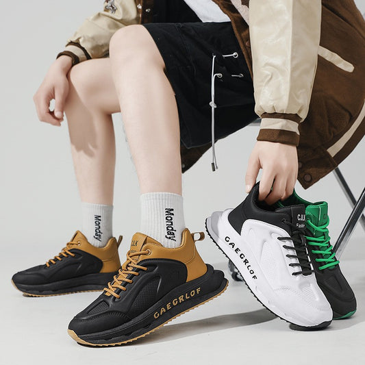 zq258-Men's autumn thick-soled leather sneakers