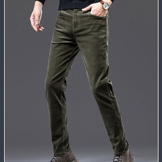 Men's casual fleece straight trousers