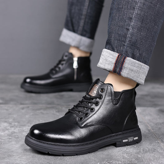 Winter warm plus velvet men's retro martin boots