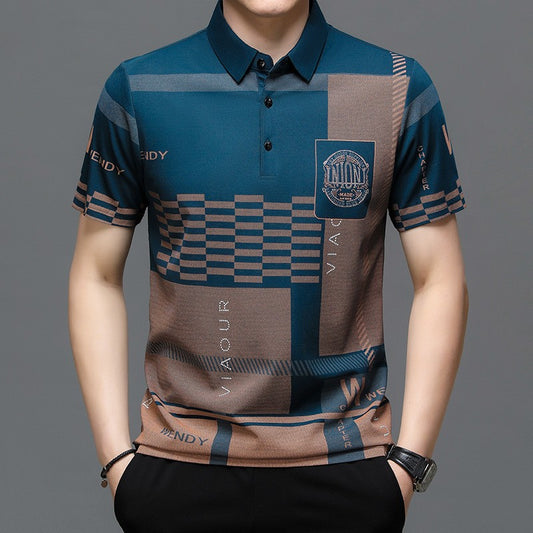 2025 Men's Lapel Printed Loose Breathable Short Sleeve(you341)