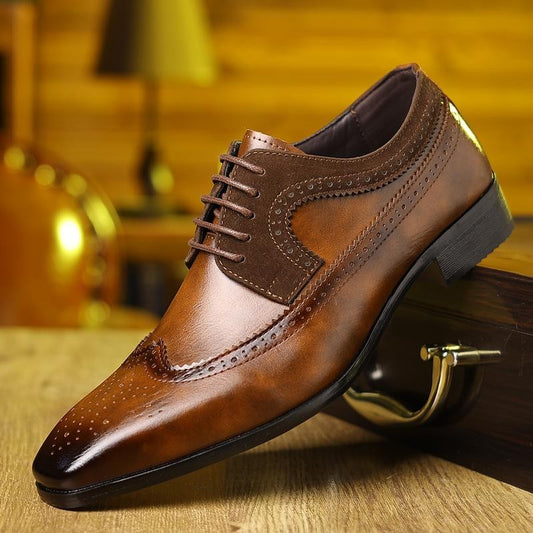 cm238-Men's retro British style formal leather shoes