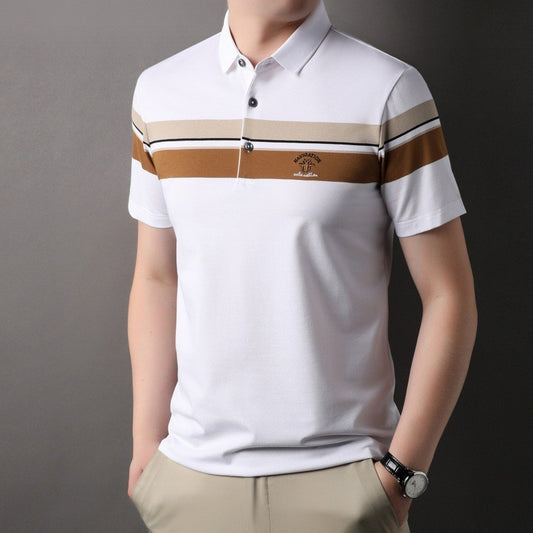 de790-Men's summer fashion striped T-shirt