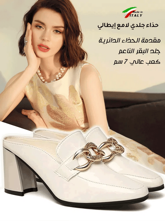 Women's spring and summer high heel closed toe half slippers(cm285)