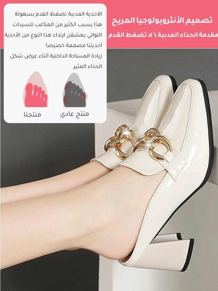 Women's spring and summer high heel closed toe half slippers(cm285)