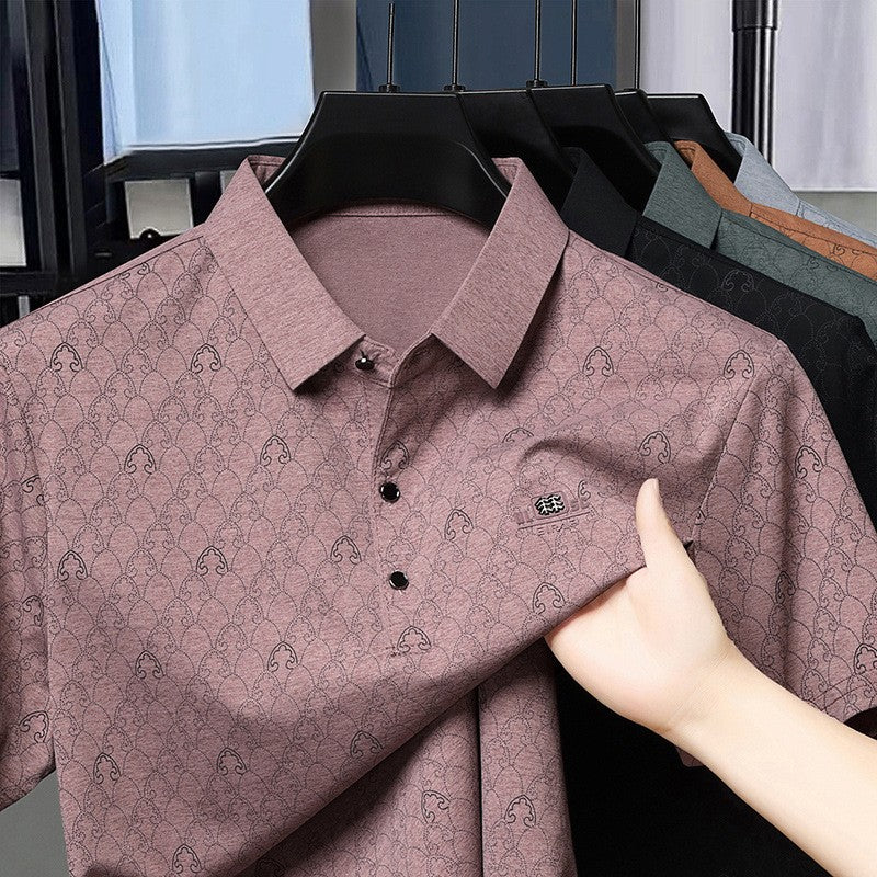 luu464-Men's Printed Short Sleeve Polo Shirt