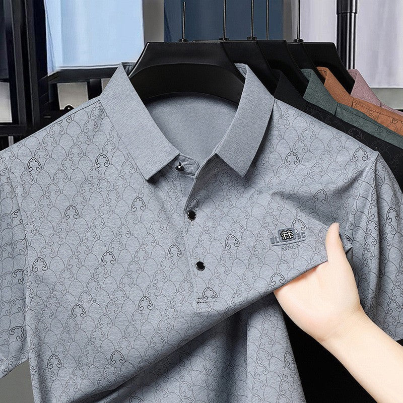 luu464-Men's Printed Short Sleeve Polo Shirt