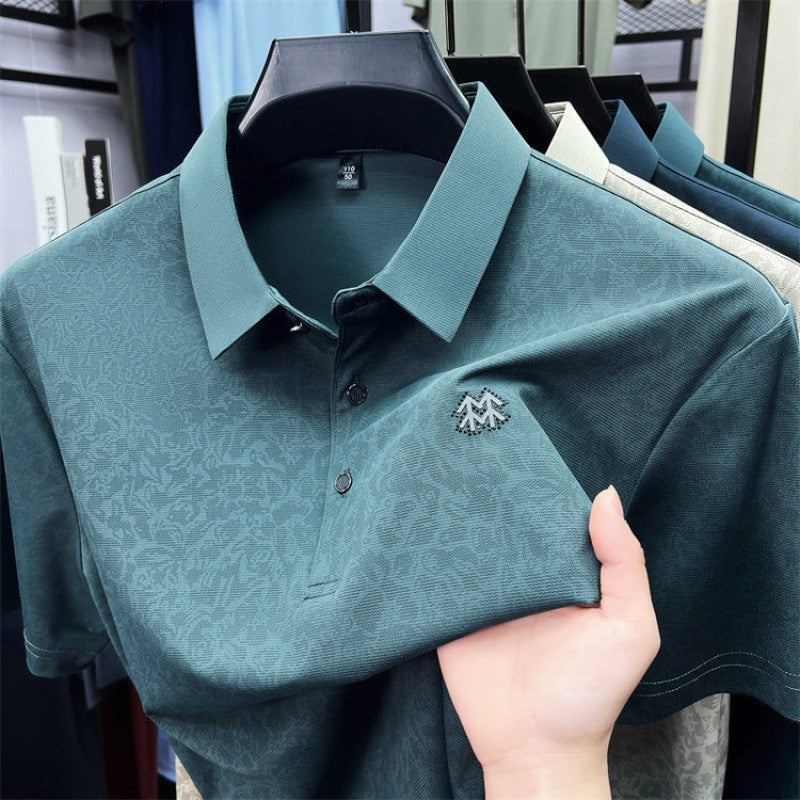 cf294-Men's summer business casual lapel short-sleeved T-shirt