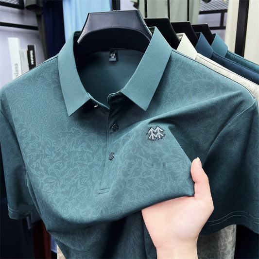 cf294-Men's summer business casual lapel short-sleeved T-shirt