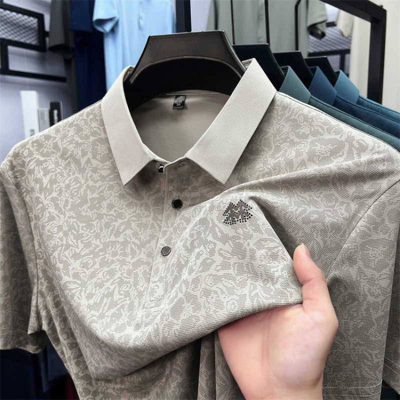 cf294-Men's summer business casual lapel short-sleeved T-shirt