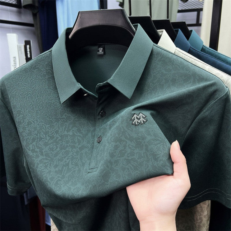 cf294-Men's summer business casual lapel short-sleeved T-shirt