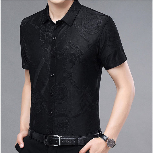 Ice Silk Printed Men's Short Sleeve Shirt