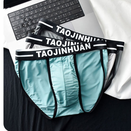 【5pcs/Set】Ice silk mesh breathable men's underwear(you368)