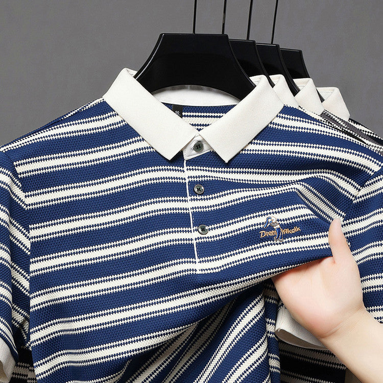 Men's summer ice silk high elastic short sleeve shirt