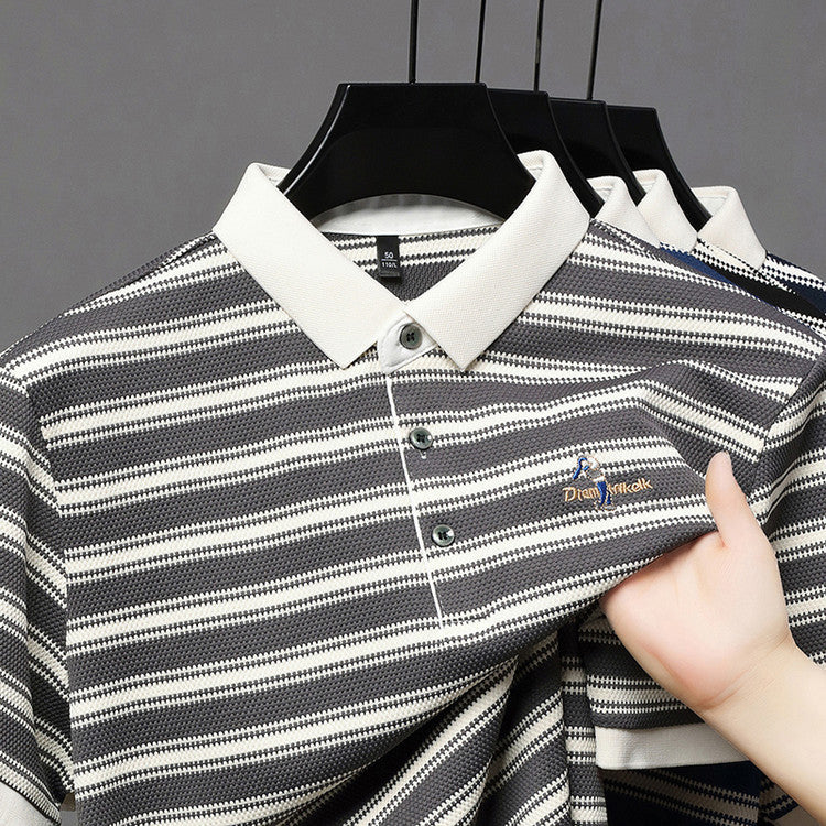 Men's summer ice silk high elastic short sleeve shirt