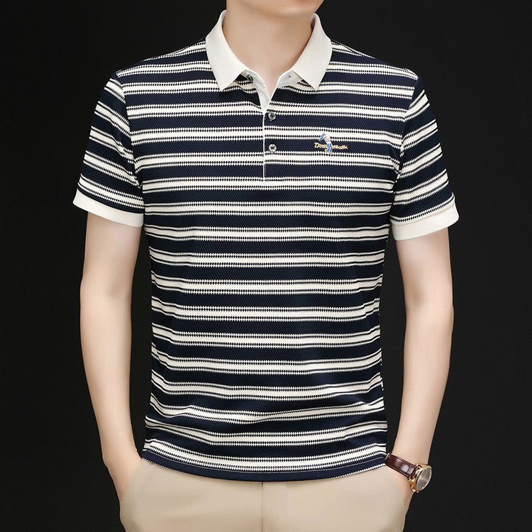 Men's summer ice silk high elastic short sleeve shirt