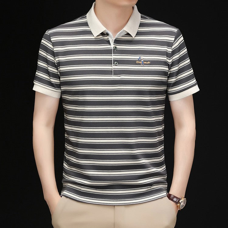 Men's summer ice silk high elastic short sleeve shirt