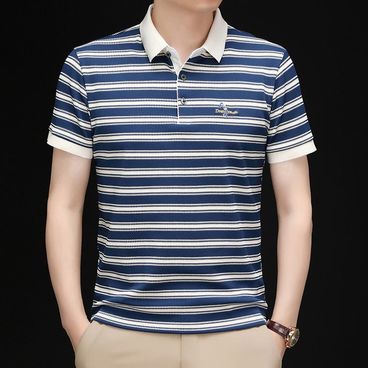 Men's summer ice silk high elastic short sleeve shirt