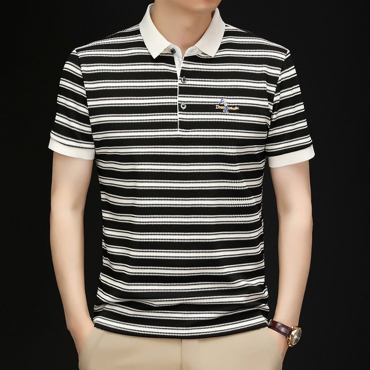 Men's summer ice silk high elastic short sleeve shirt