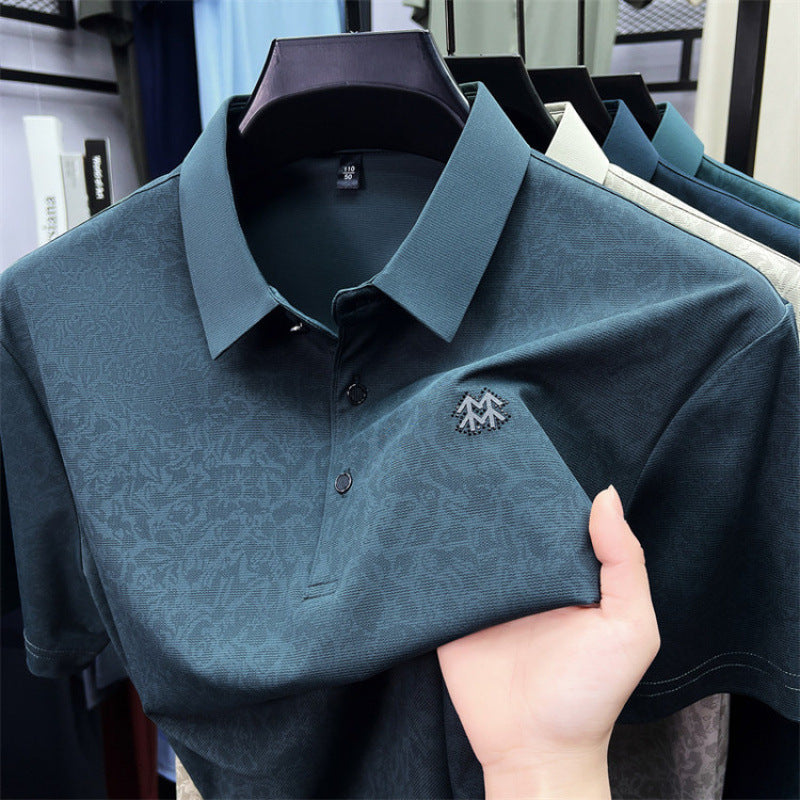 cf294-Men's summer business casual lapel short-sleeved T-shirt