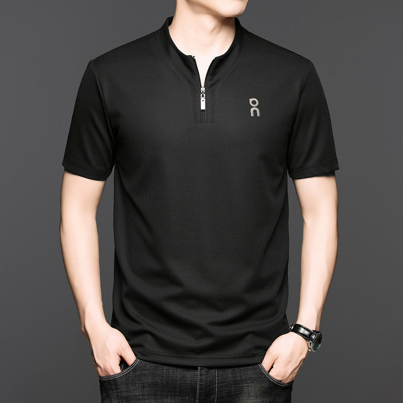 cf297-Fashion casual half zip short sleeve men's t-shirt