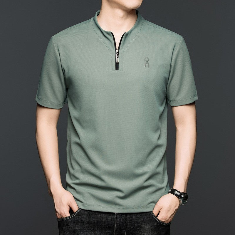 cf297-Fashion casual half zip short sleeve men's t-shirt