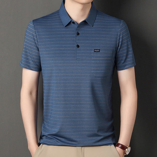 Summer men's striped short-sleeved polo shirt