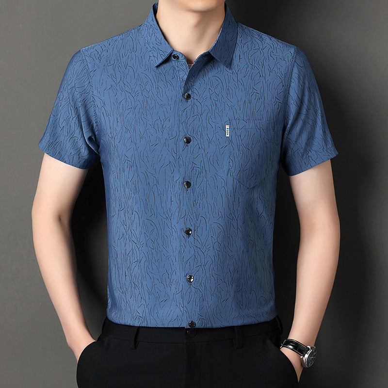 luu298-Men's summer light business simple jacquard shirt