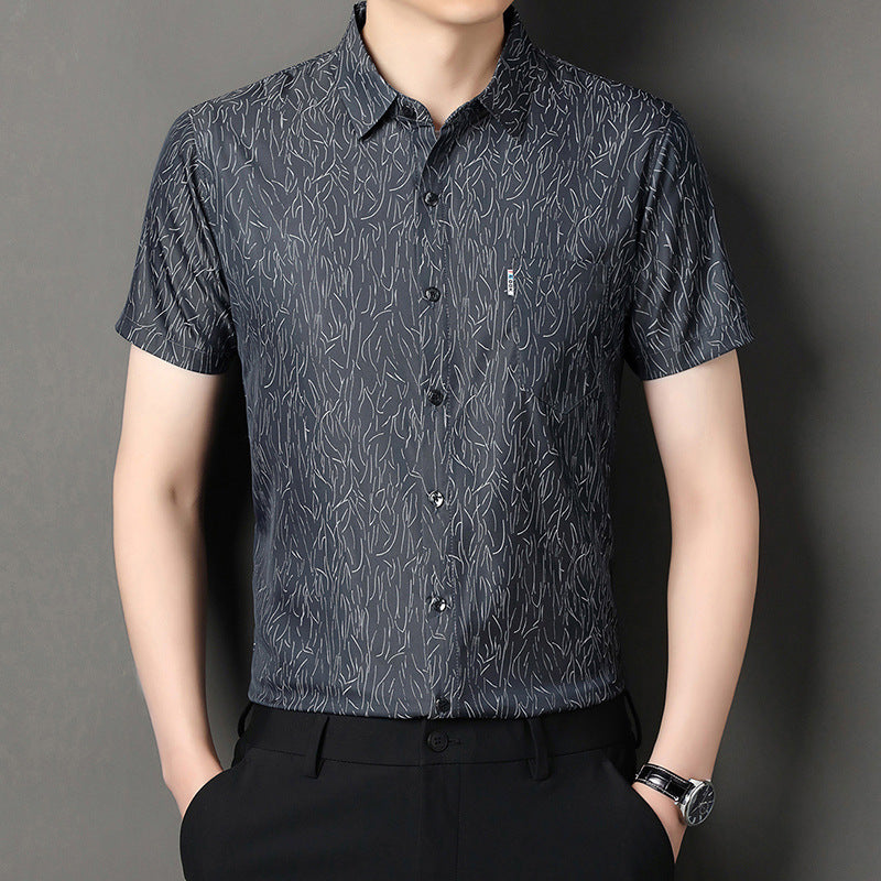luu298-Men's summer light business simple jacquard shirt