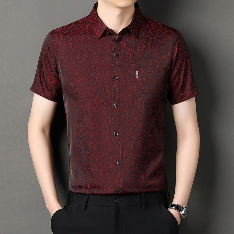 luu298-Men's summer light business simple jacquard shirt