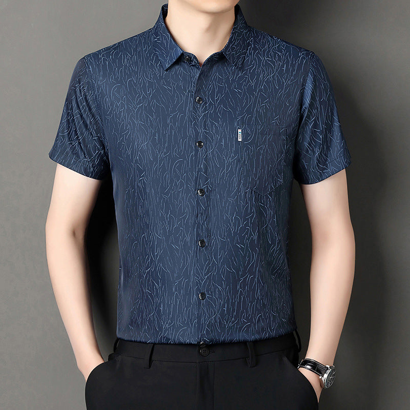 luu298-Men's summer light business simple jacquard shirt