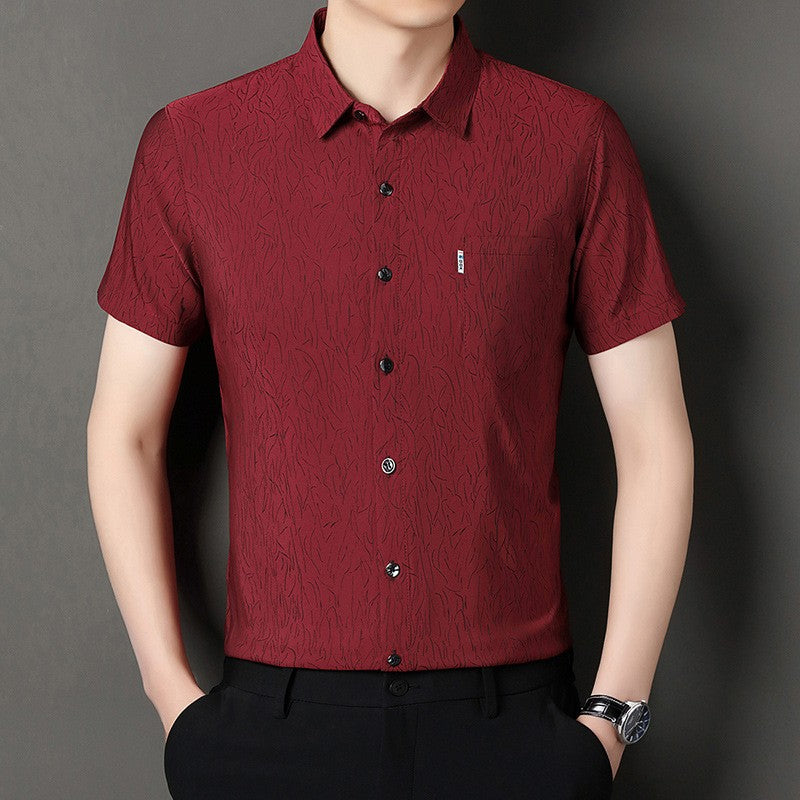 luu298-Men's summer light business simple jacquard shirt