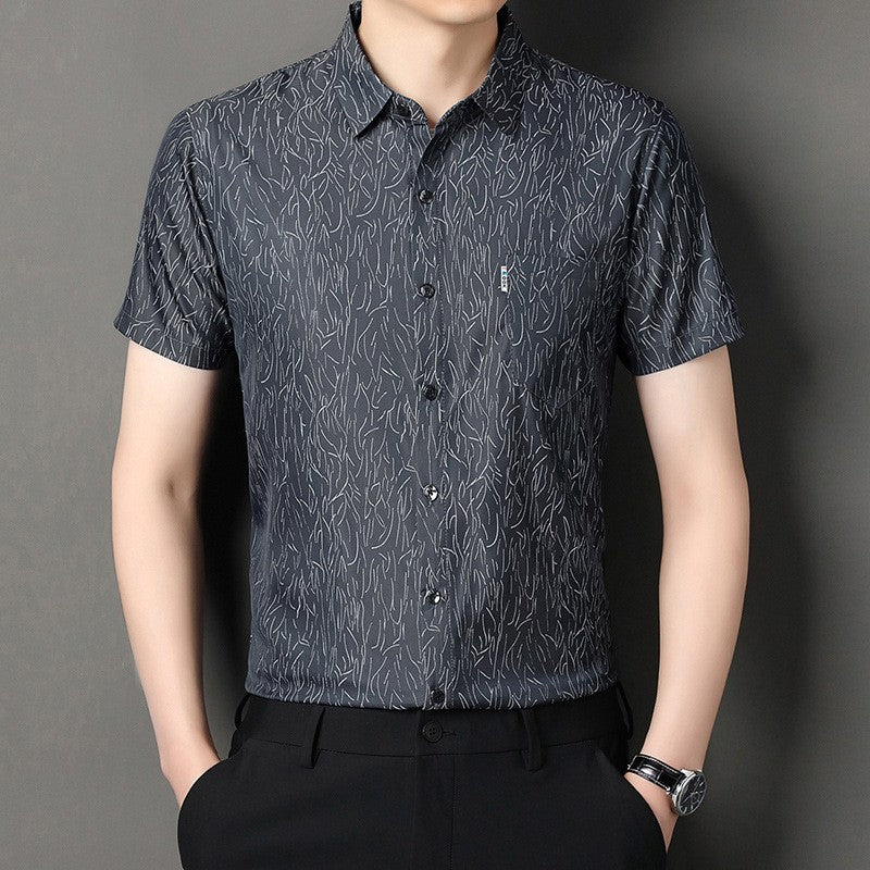 luu298-Men's summer light business simple jacquard shirt