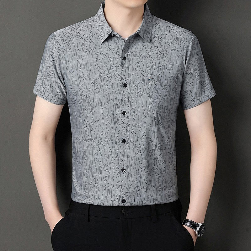 luu298-Men's summer light business simple jacquard shirt