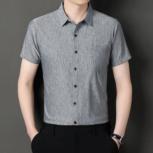 luu298-Men's summer light business simple jacquard shirt