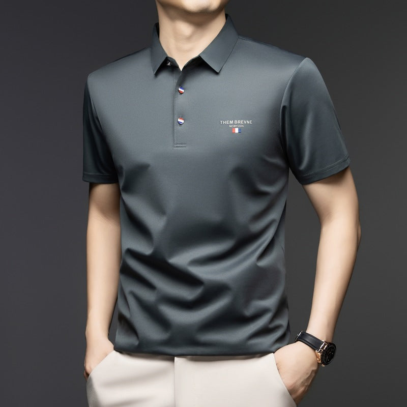 Men's summer mulberry silk short-sleeved polo shirt