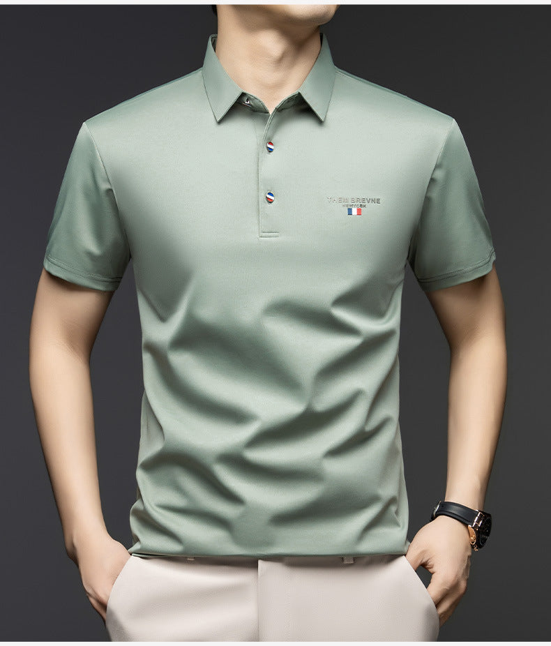Men's summer mulberry silk short-sleeved polo shirt