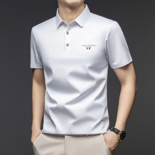 Men's summer mulberry silk short-sleeved polo shirt