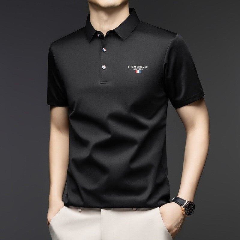 Men's summer mulberry silk short-sleeved polo shirt