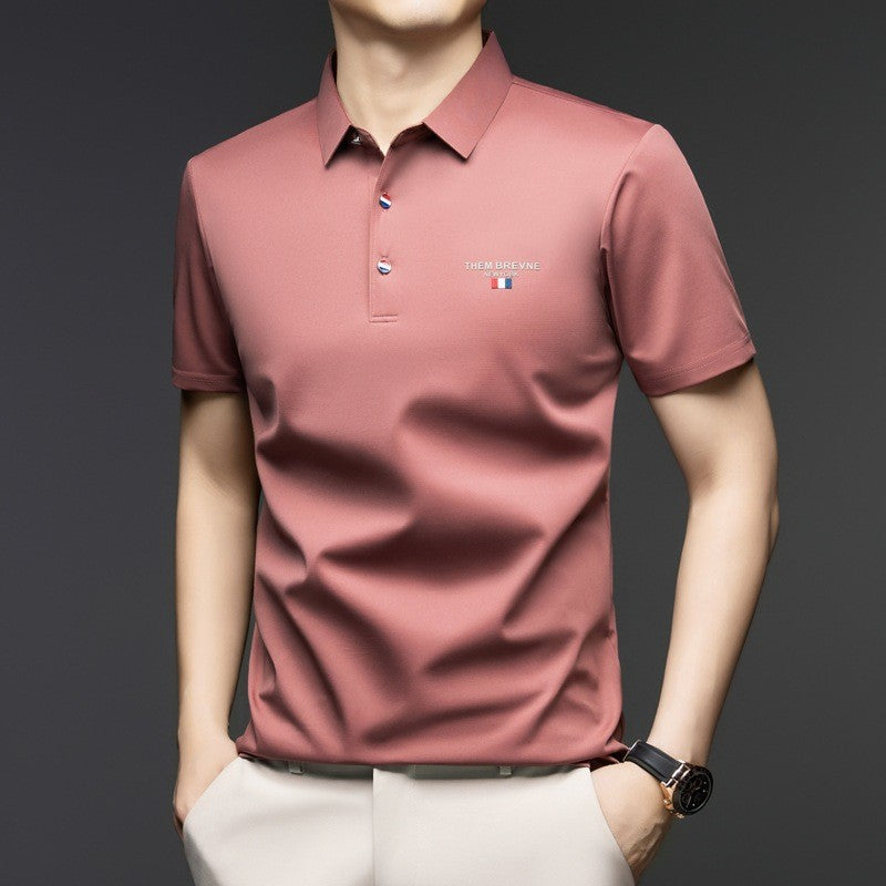 Men's summer mulberry silk short-sleeved polo shirt